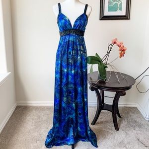 Blue Marciano Maxi Dress with sequin details.